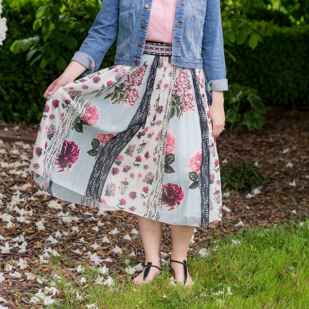NWT Anthropologie Floral Print Fit & Flare Skirt Sz 10